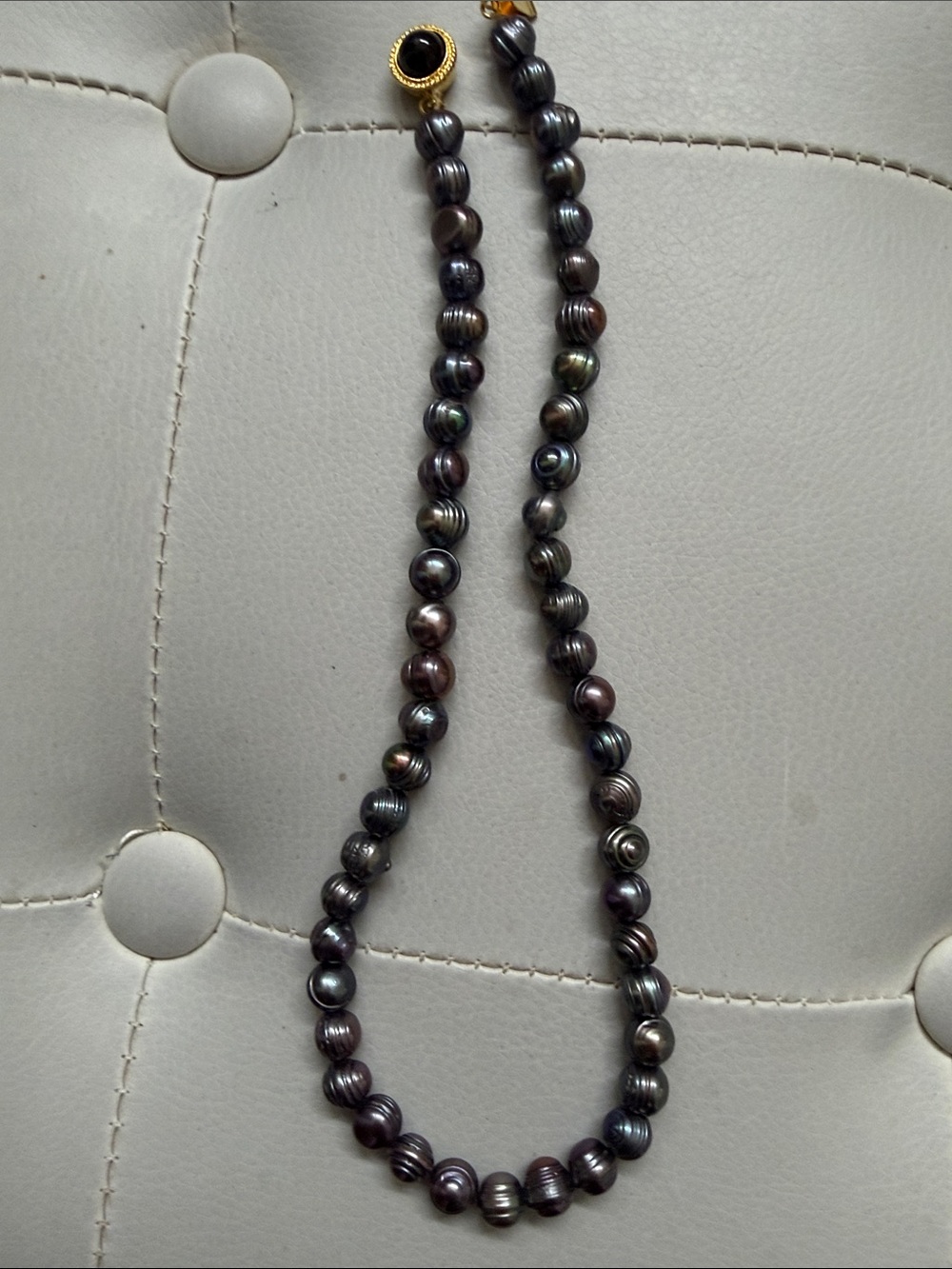 Black Tahitian Pearl Necklace with Gold Clasp
